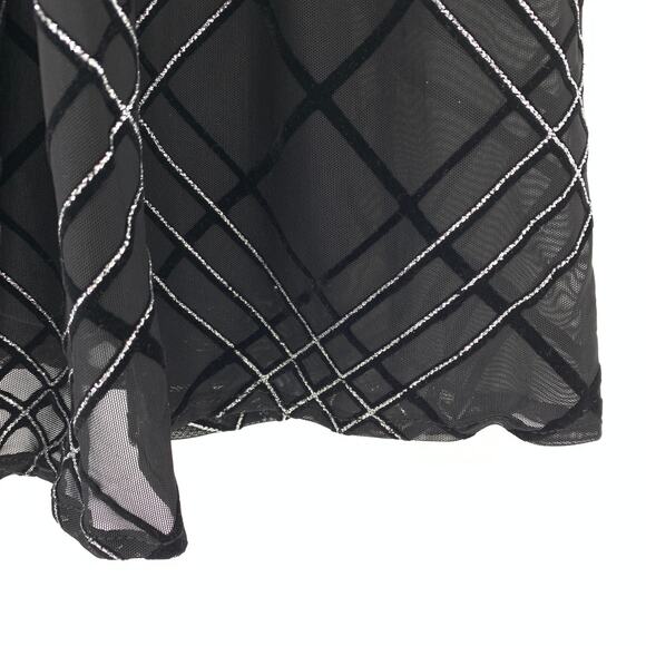 Torrid Dress Womens 14 Black Ponte & Mesh Silver Tone Glitter Plaid Midi NWT - Picture 7 of 10